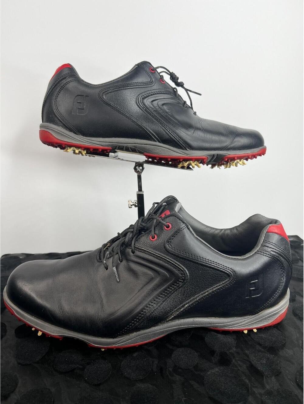 FootJoy DryJoys Tour 53676 Black Croc Leather Spiked Golf Shoes Mens 11 Classic